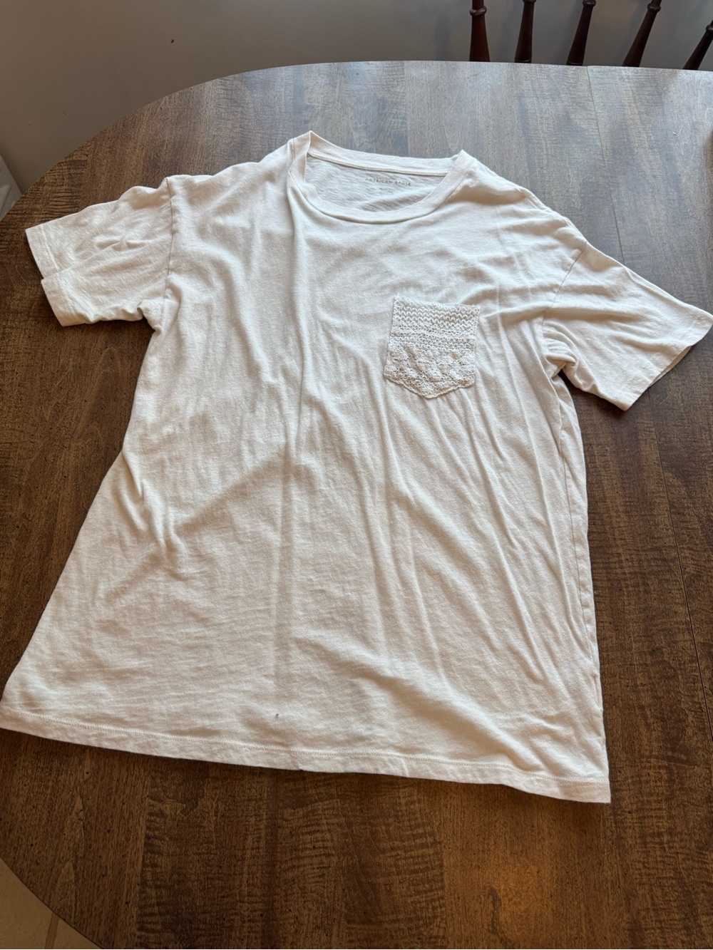 Woman’s American Eagle Outfitters White Crew Neck Pocket Tee